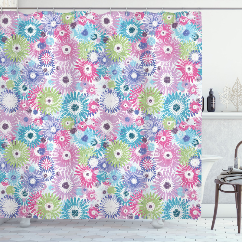 Colorful Vintage Curls Shower Curtain