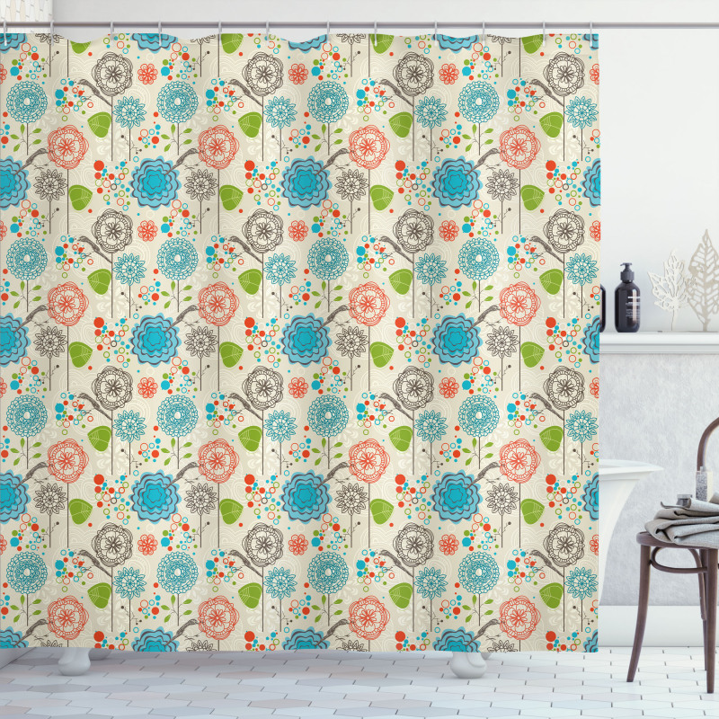 Retro Doodle Cheerful Shower Curtain