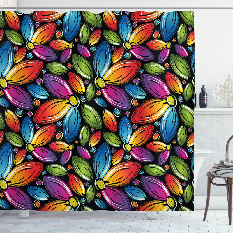 Colorful Flowers Vintage Shower Curtain