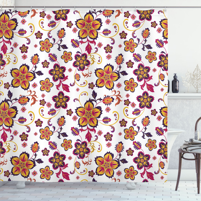 Blooming Flower Pattern Shower Curtain