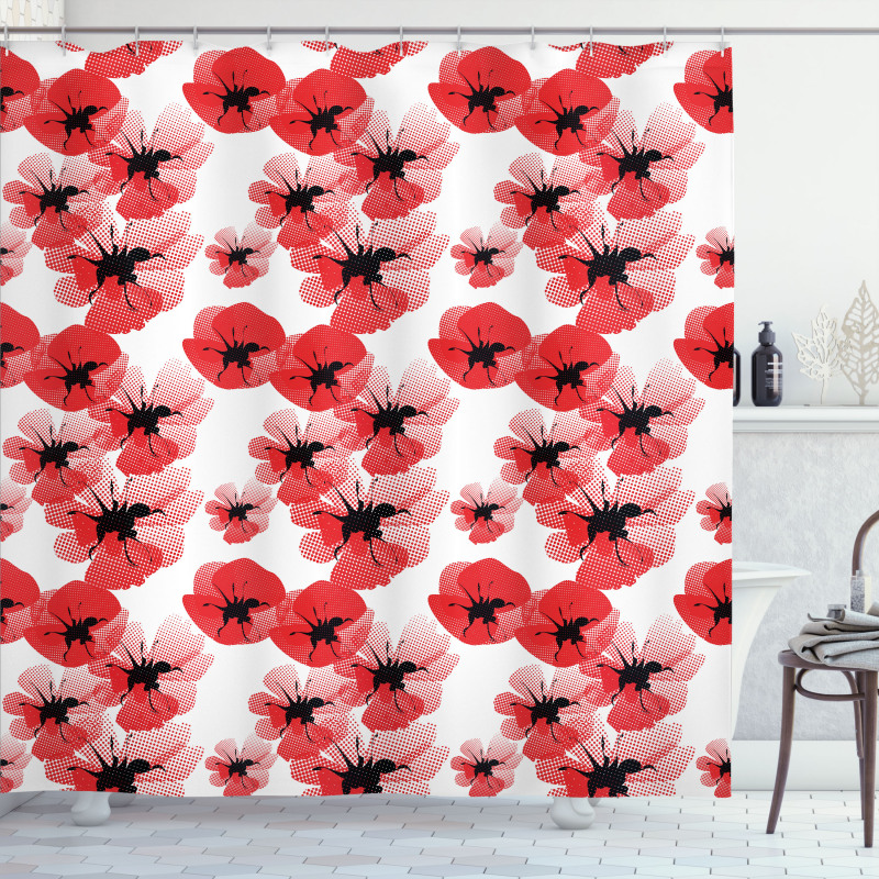 Poppies Vibrant Colors Shower Curtain