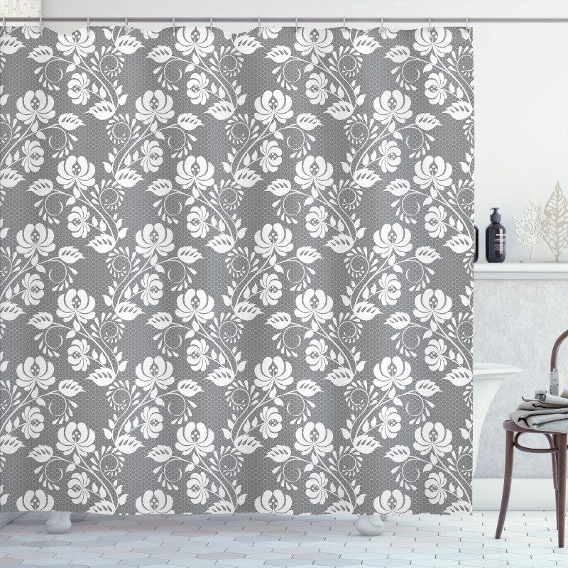 Leaves Swirls and Dots Shower Curtain