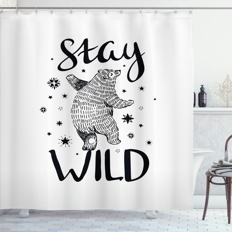 Dancing Bear and Words Shower Curtain