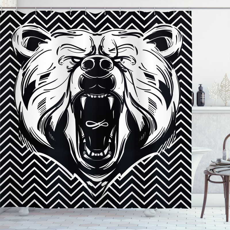 Scary Roar on Zigzag Lines Shower Curtain