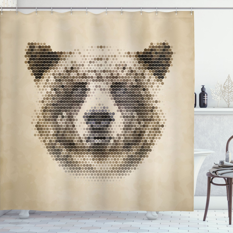 Dotted Animal Head Modern Shower Curtain