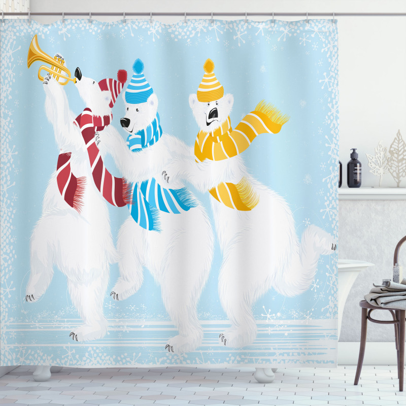Xmas at North Pole Funny Shower Curtain