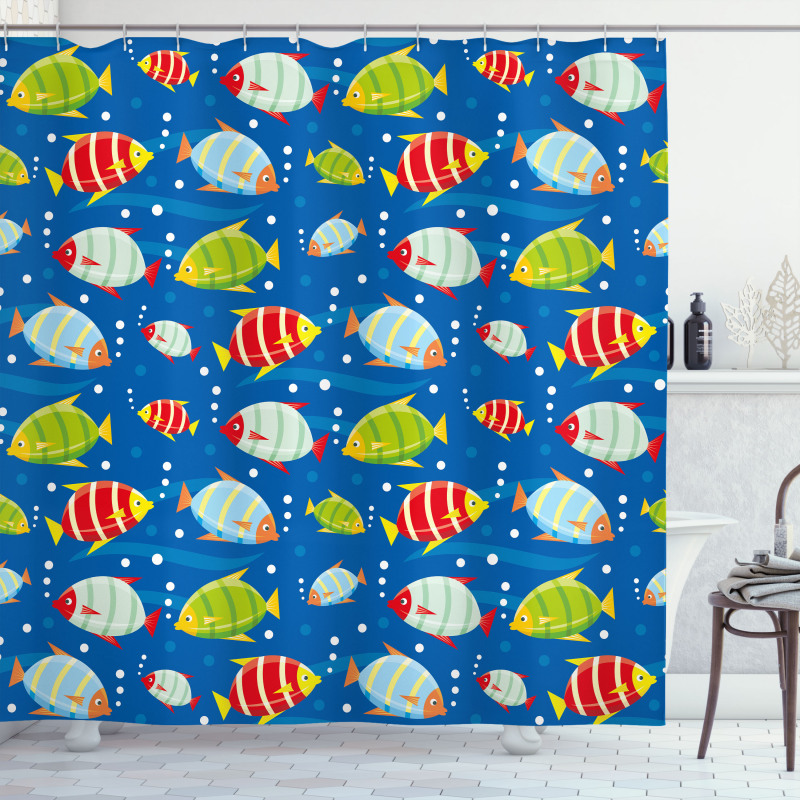 Vibrant Fish Marine Art Shower Curtain