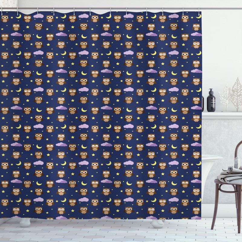 Owls Starry Night Shower Curtain