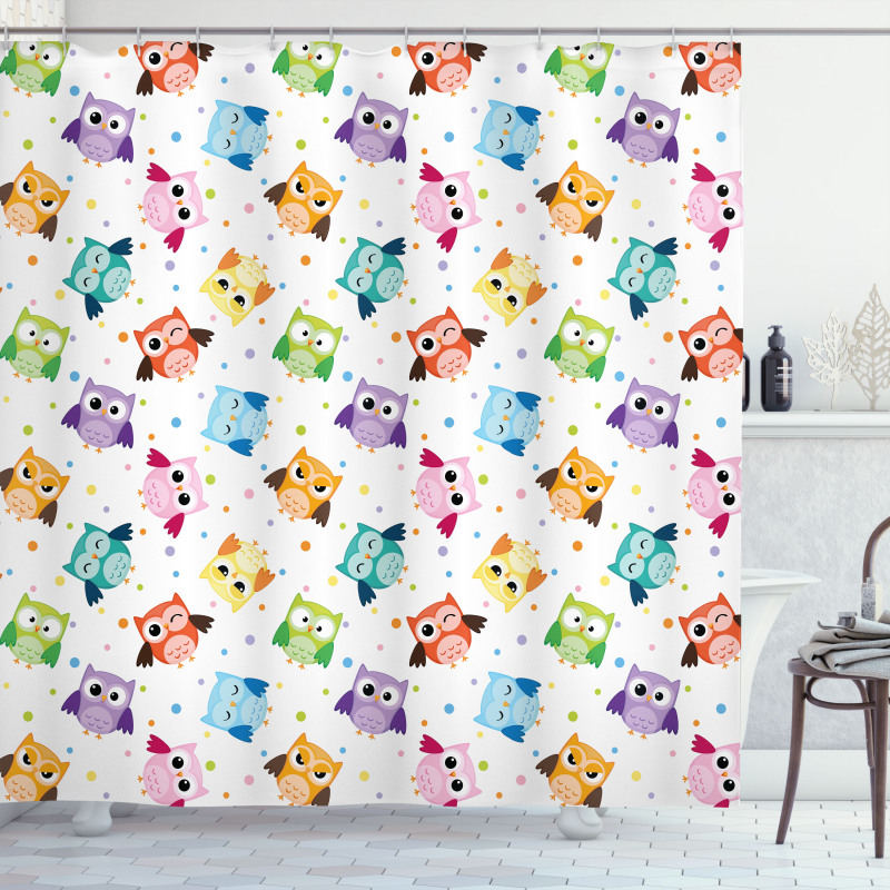 Owls Face Expressions Shower Curtain