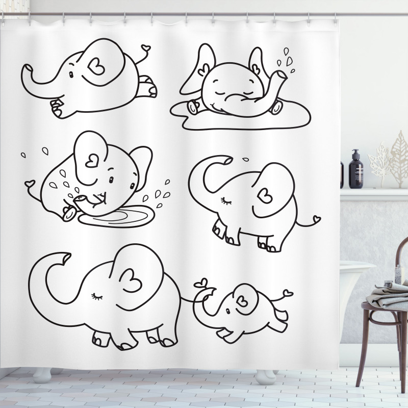 Monochrome Doodle Shower Curtain