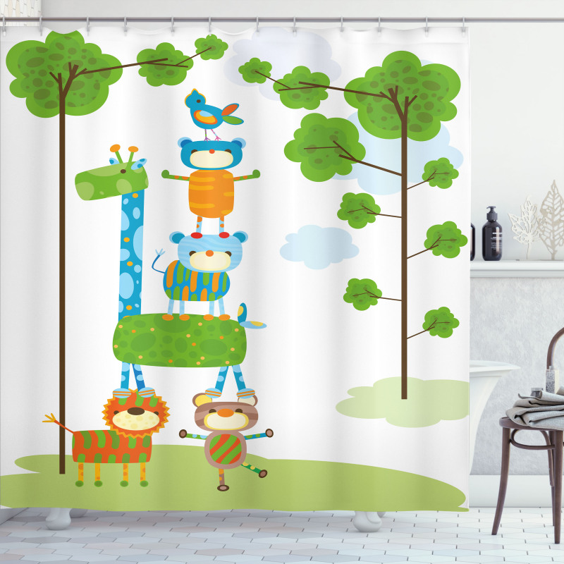 Funny Jungle Creatures Shower Curtain