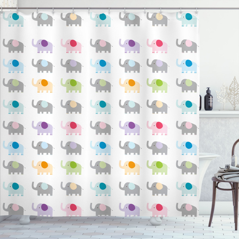 Colorful Fun Elephants Shower Curtain