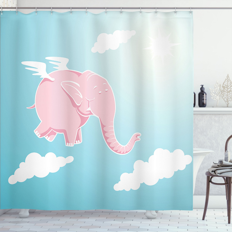 Pink Elephant Happiness Shower Curtain