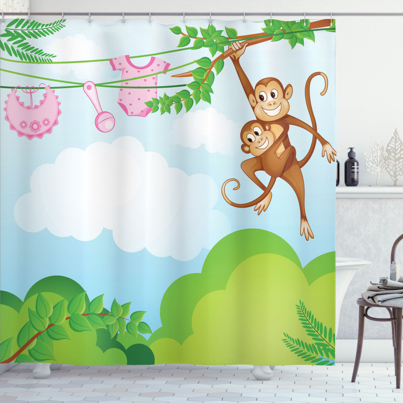 Monkey Swinging Kid Shower Curtain
