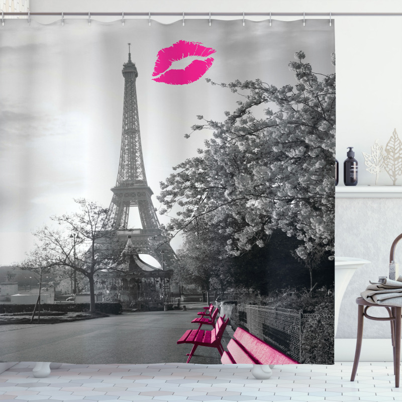Romantic City and a Kiss Shower Curtain