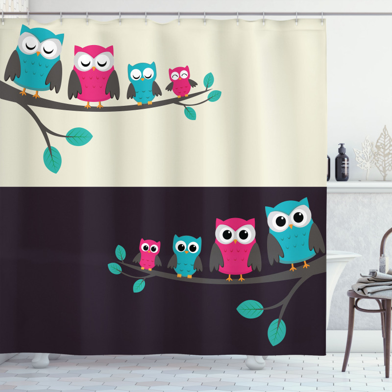 Family of Owls Shower Curtain