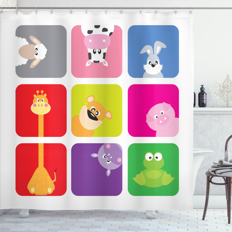 Cartoon Colorful Frames Shower Curtain