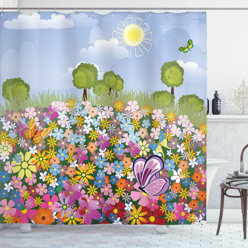 Spring Meadow Blossoms Shower Curtain