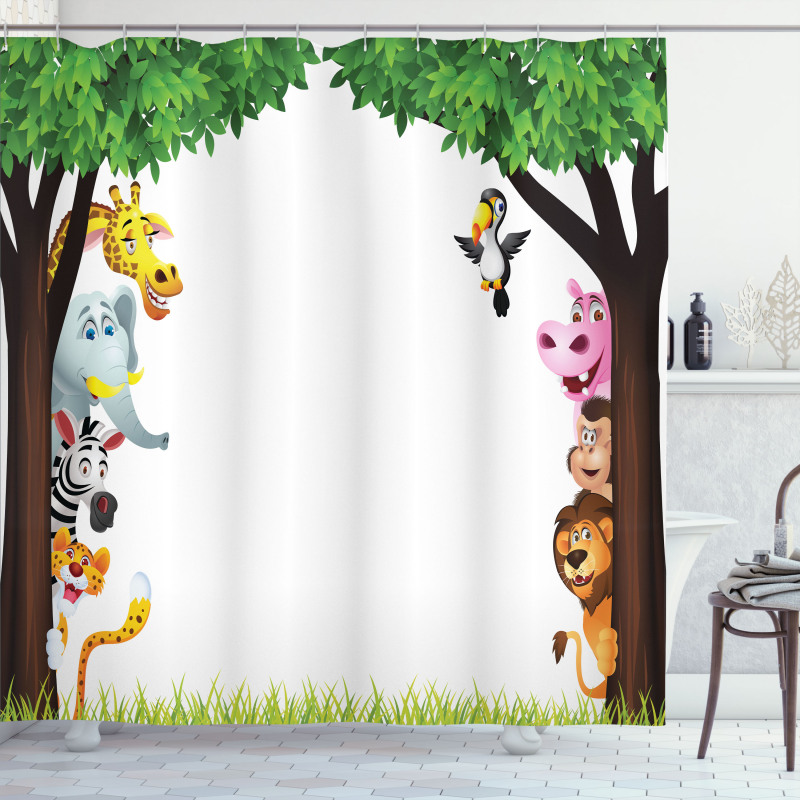 Trees Friendly Jungle Shower Curtain
