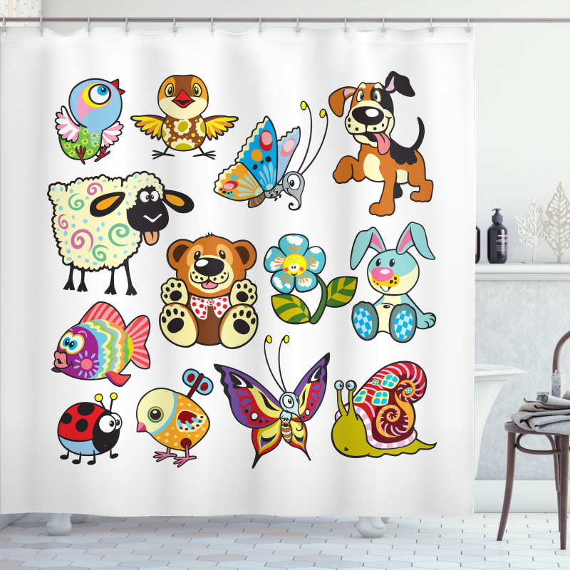 Childhood Theme Animals Shower Curtain