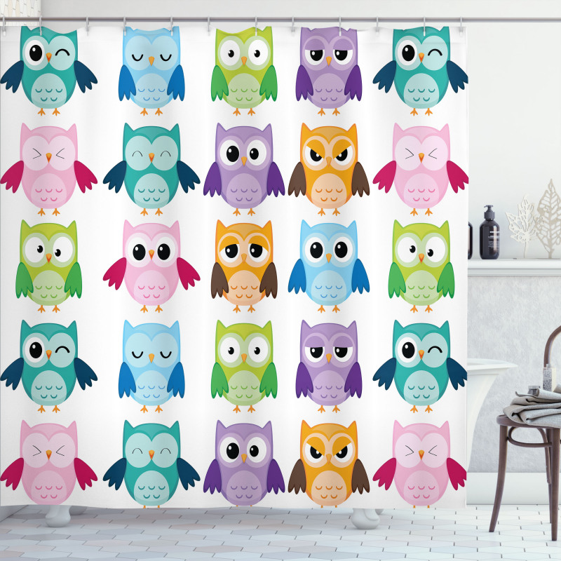 Friendly Bird Owl Comic Shower Curtain