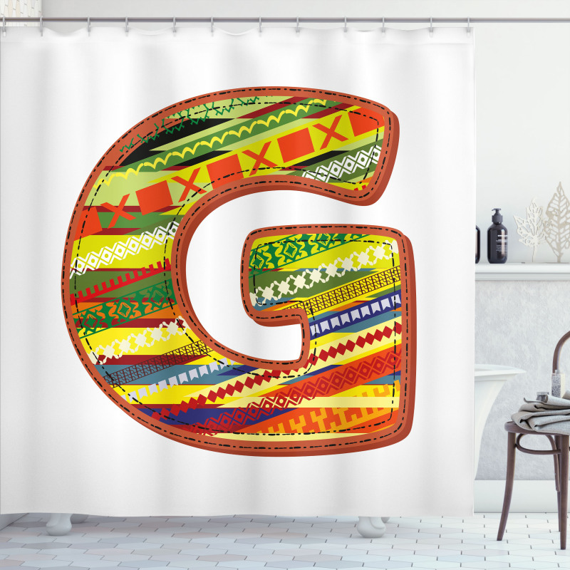 G Red Calligraphy Name Shower Curtain