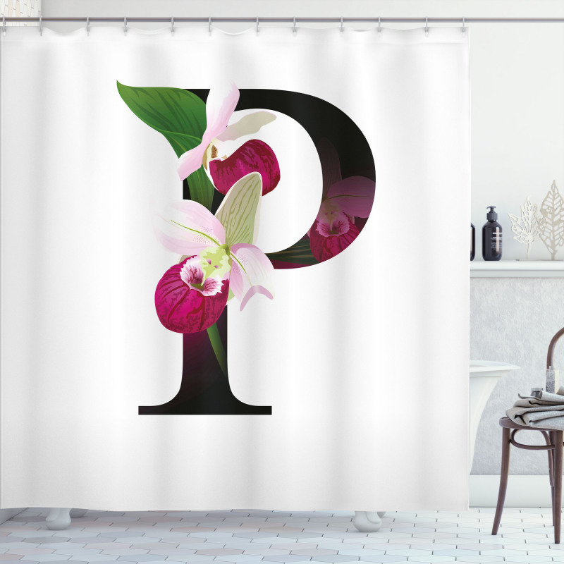 Lady Slipper Flower Shower Curtain