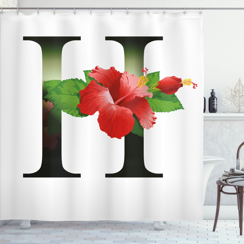 Hibiscus Green Leaves Shower Curtain