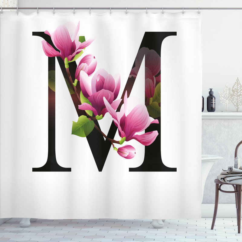 M with Magnolia Floral Shower Curtain