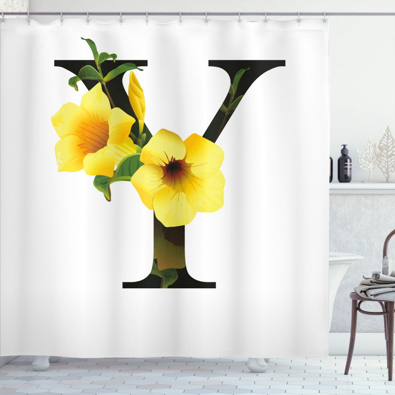 Yellow Bells Capital Y Shower Curtain