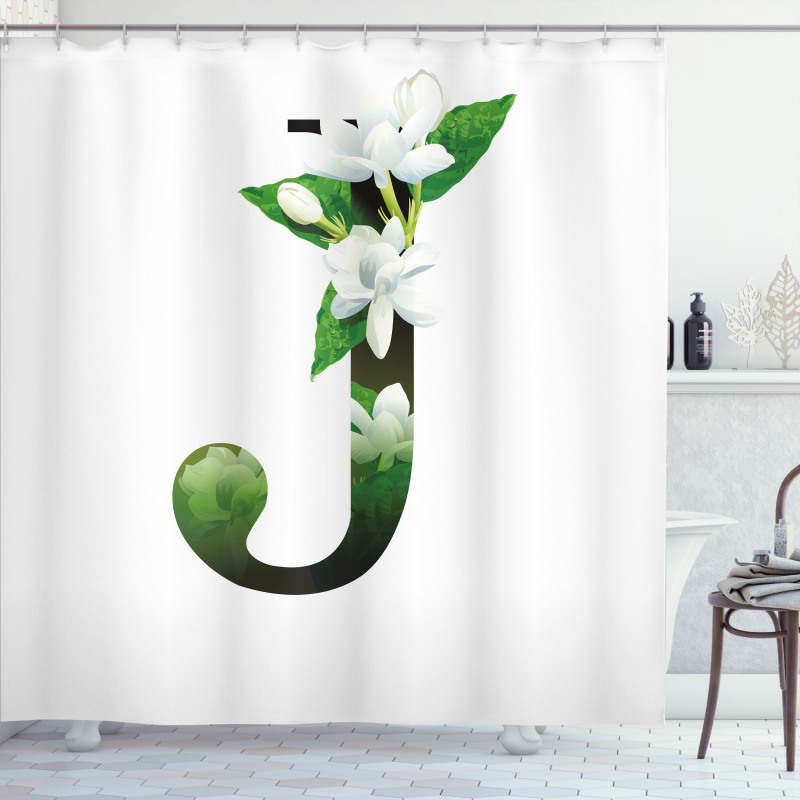 Abstract Jasmine and J Shower Curtain