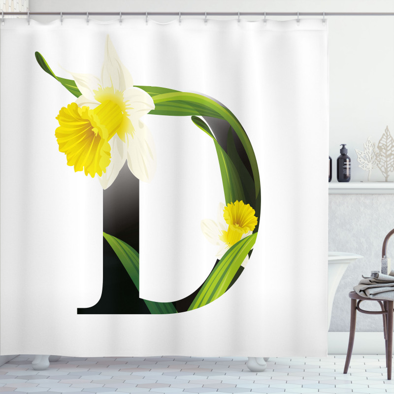 D Silhouette Daffodils Shower Curtain