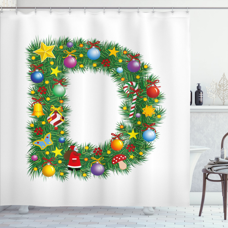 Happy Christmas Pine Shower Curtain