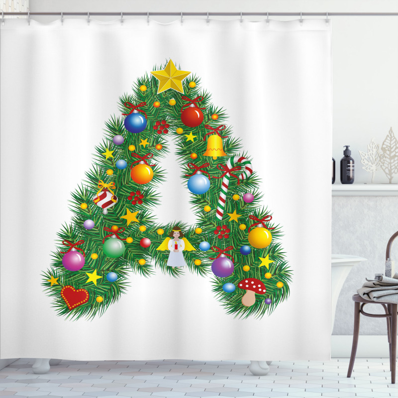Winter Festivity Font Shower Curtain