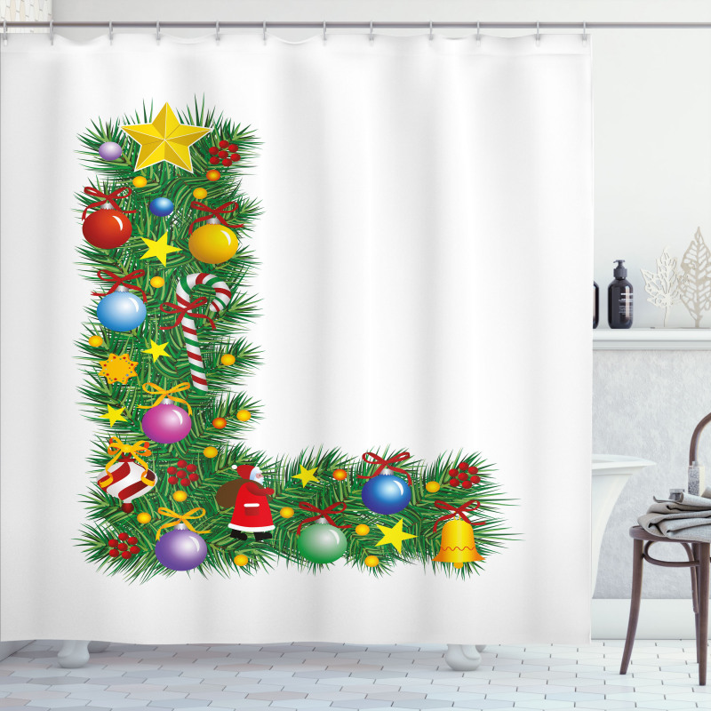 Pine Tree Majuscule L Shower Curtain