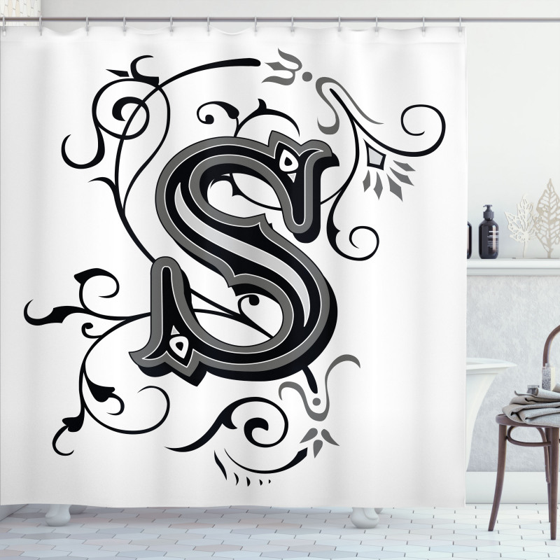 Monochrome Uppercase S Shower Curtain