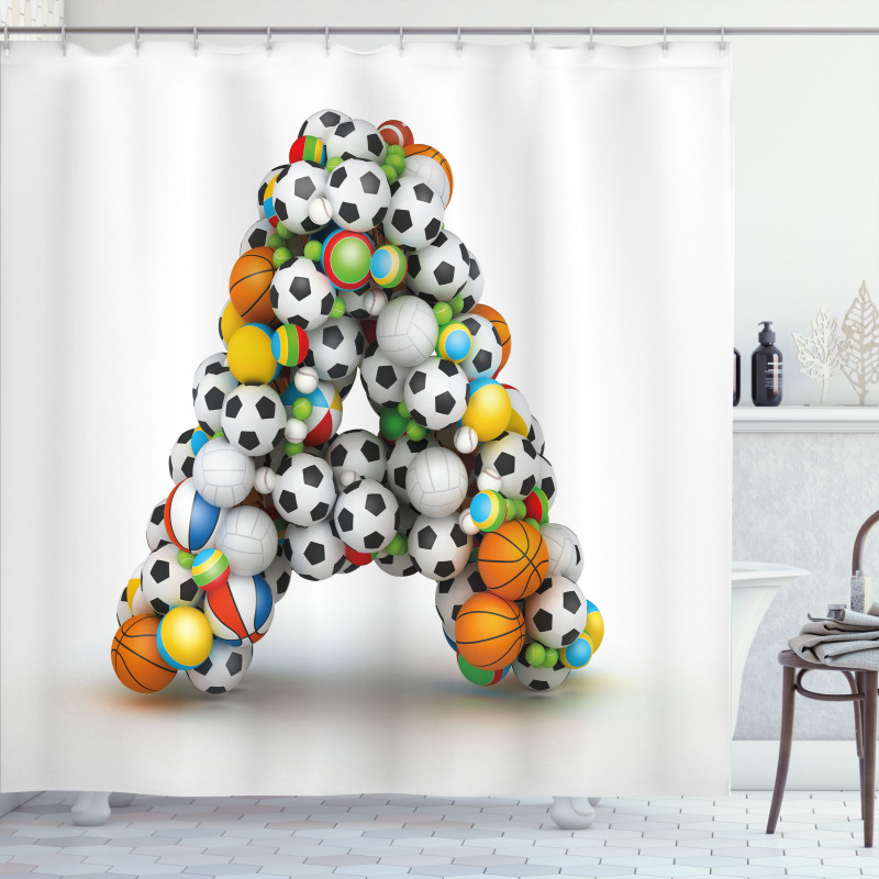 Sports Balls Stacked Shower Curtain