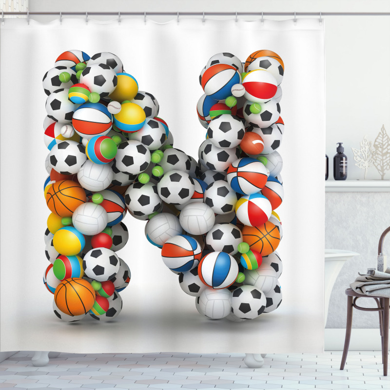 Various Balls Capital Shower Curtain