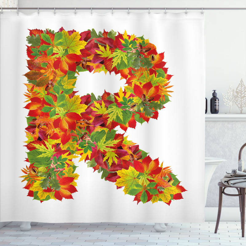 Floral R Maple Leaves Shower Curtain