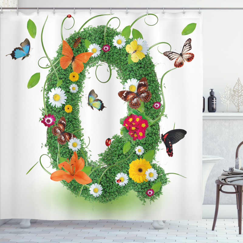 Summer Alphabet Herbs Shower Curtain