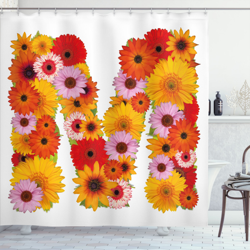 Flower Alphabet Daisy Shower Curtain