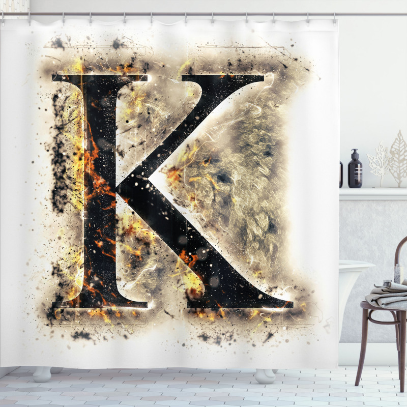 Smoked Letter K ABC Shower Curtain