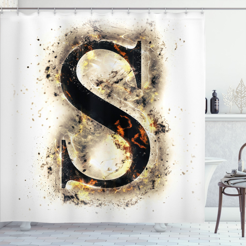 Uppercase S Fiery Hot Shower Curtain