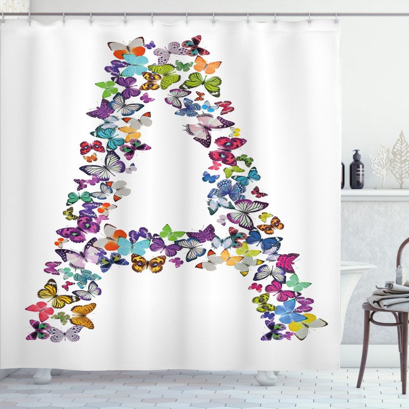 Butterfly Font Style Shower Curtain