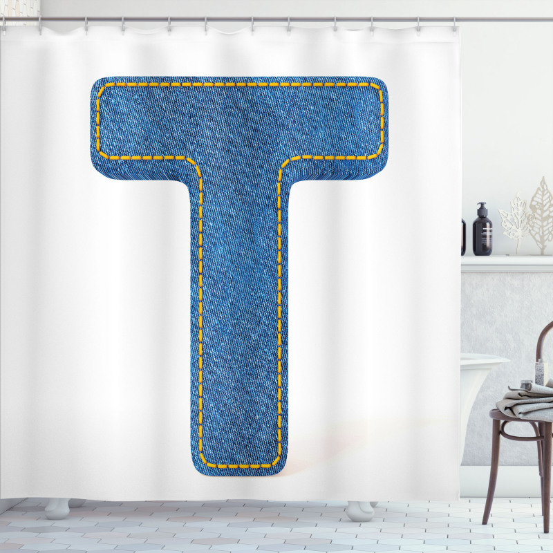 Blue Jean Texture T Shower Curtain