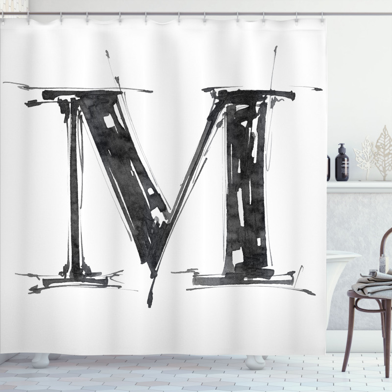 Stencil Art Style Funk Shower Curtain