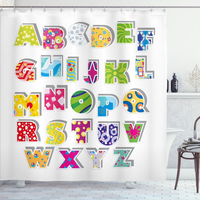 Alphabet Set Colorful Shower Curtain