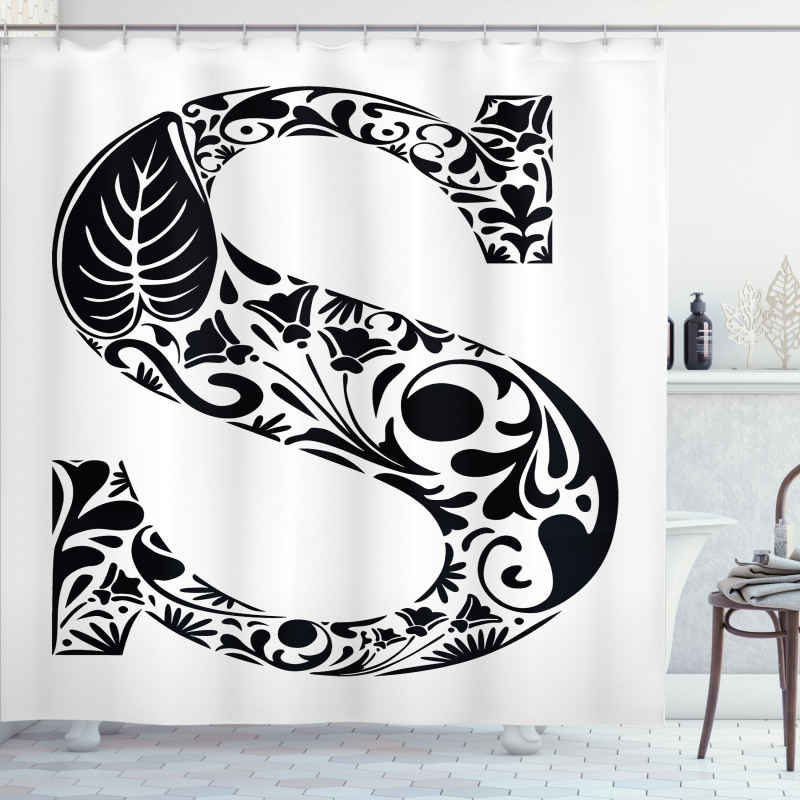 Floral Monochrome S Shower Curtain