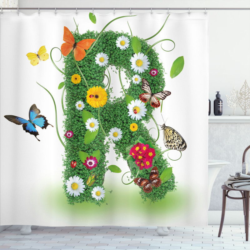 Flora and Fauna R Shower Curtain
