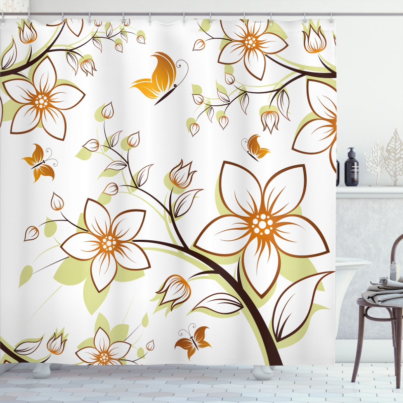 Seasonal Flora Fauna Shower Curtain